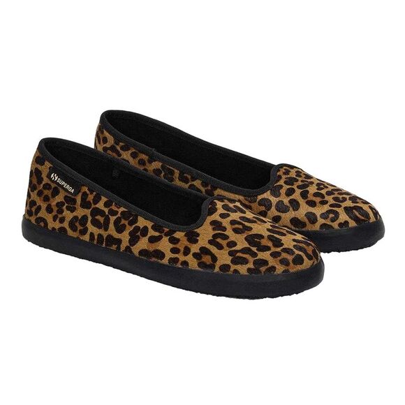 Superga Shoes - Superga Womens/Ladies 2441 Leopard Print Leather Calf Hair Ballerina Flats / Bro
